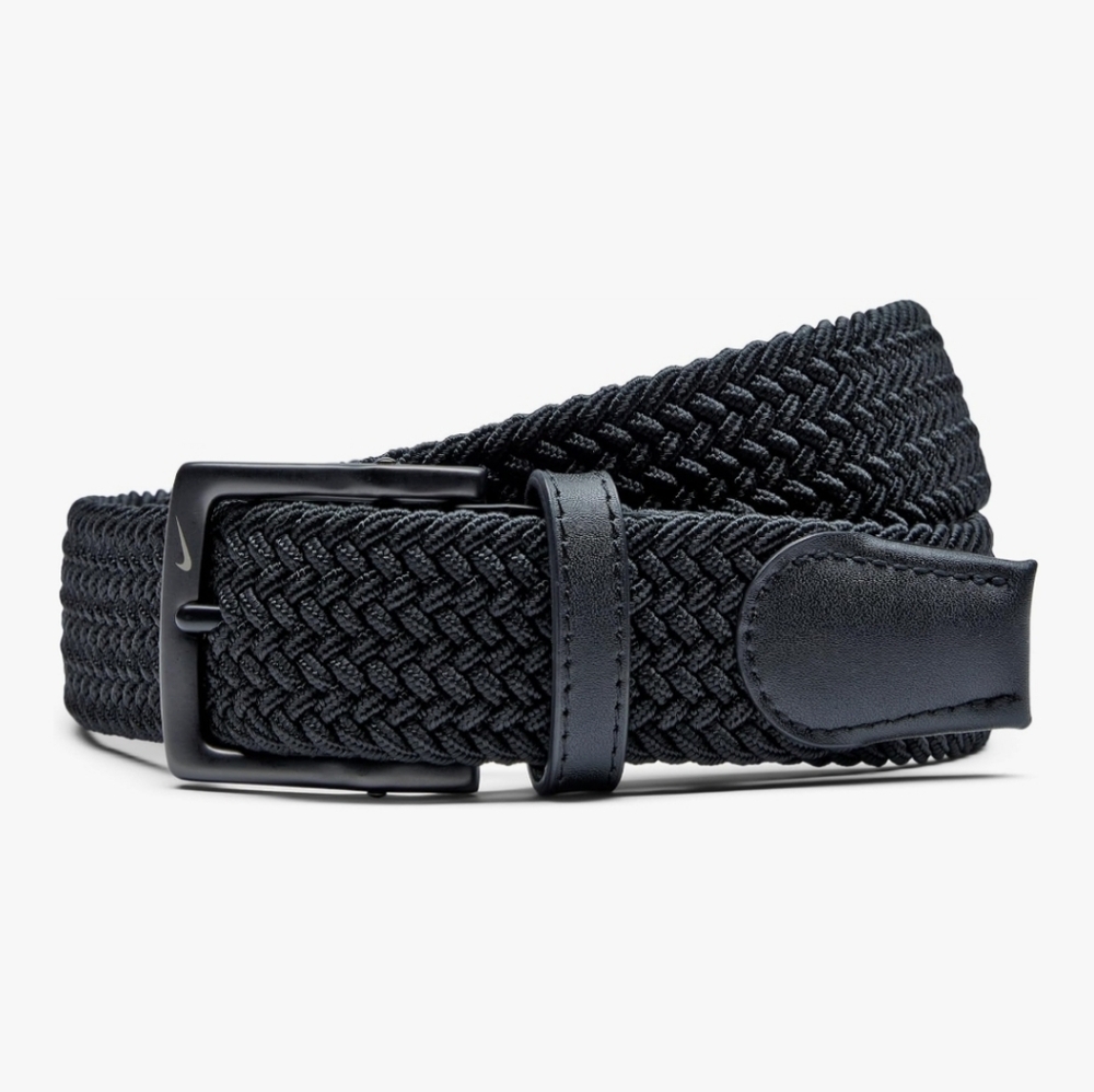 Nike Belt Black Braided with Silver Buckle, Golf Belt For Men